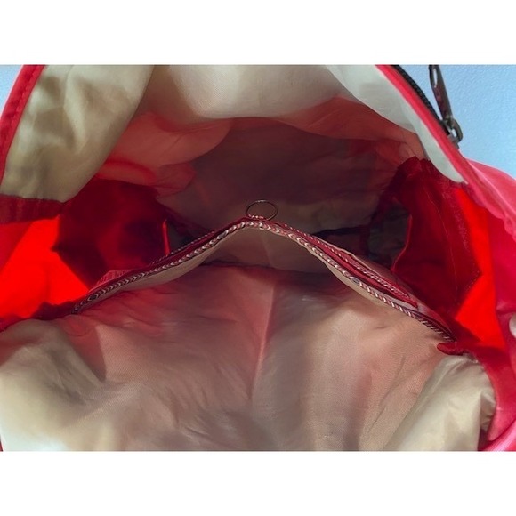 JanSport Heritage Rucksack Backpack Adobe Red Nylon Hiking Bag Tan Straps OOP - Picture 10 of 12